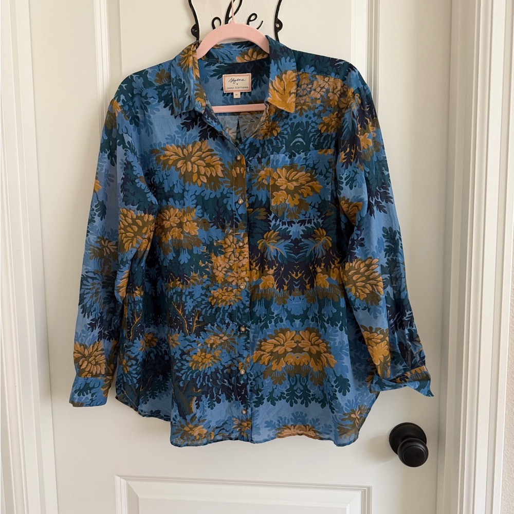 Sezane Max Shirt - Sézane X Inoui Editions Fontainebleau Blue - Size 4 - Picture 3 of 5